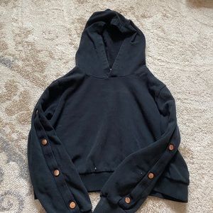 Cropped black hoodie with arm detail
